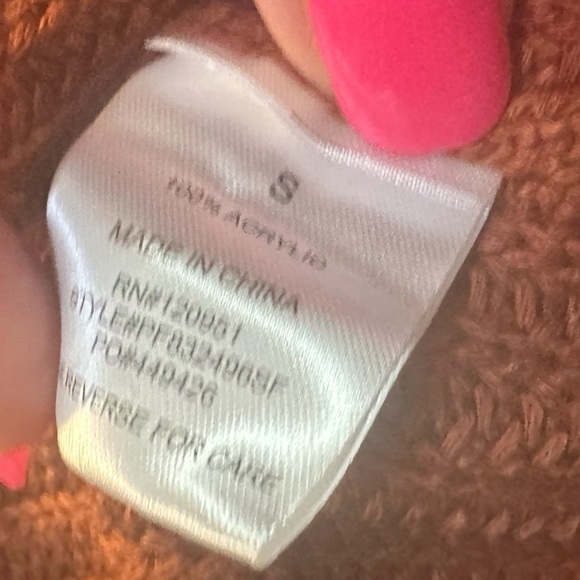 Pinque Design Studios Crochet Open Cardigan Artisan Rust Burnt Orange S NWT - Picture 5 of 6